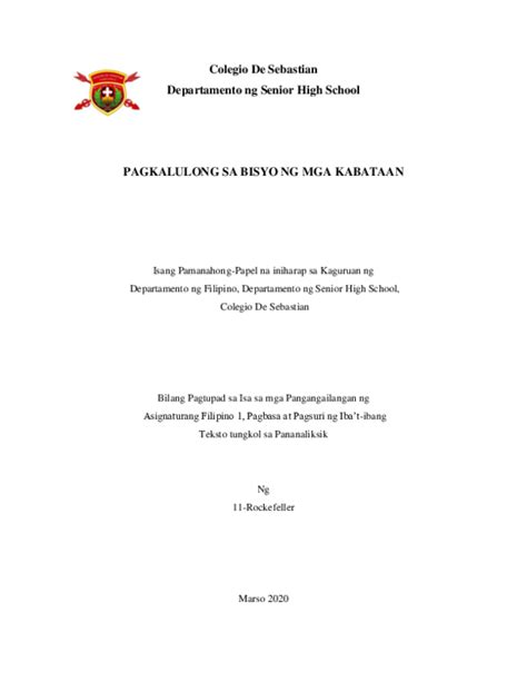 (DOC) Pagkalulong sa Bisyo ng mga Kabataan.